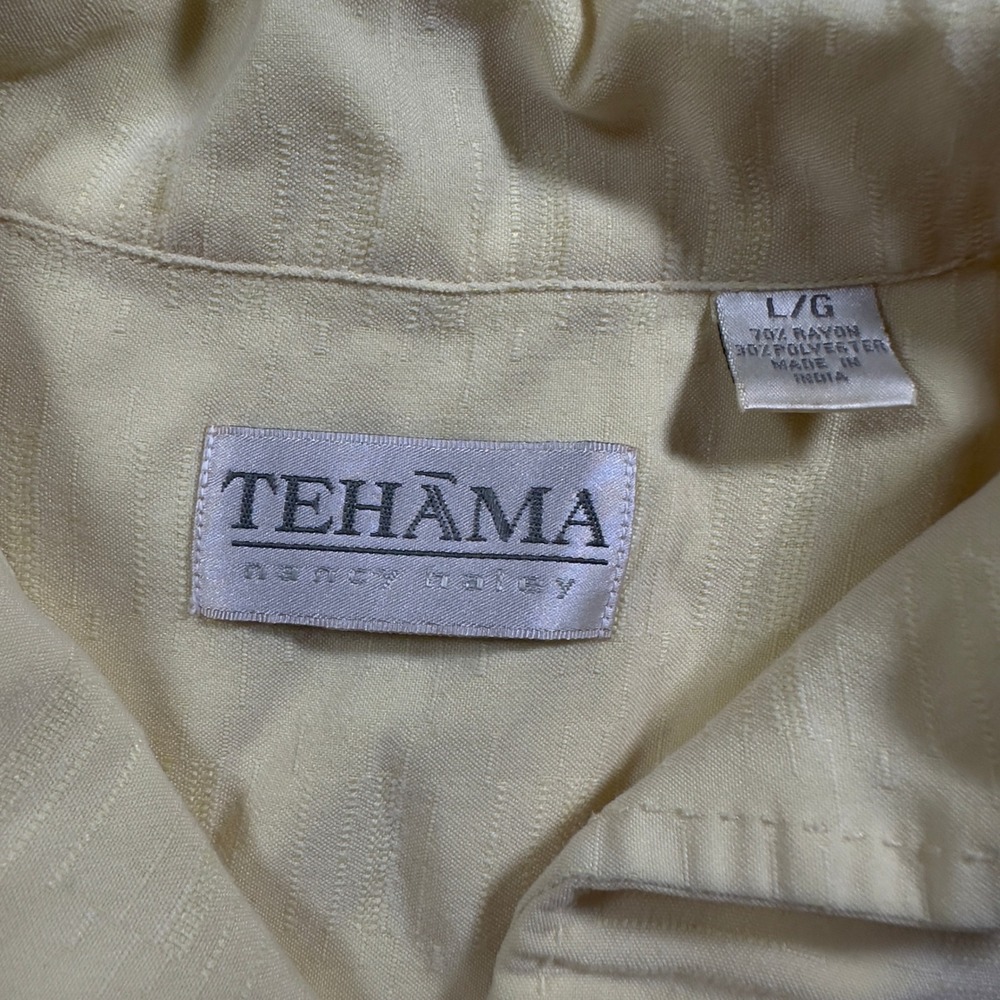 Tehana Nancy Haley Button Up Shirt Summer Short Sleeve Top Relaxed Fit Yellow L - Picture 3 of 6